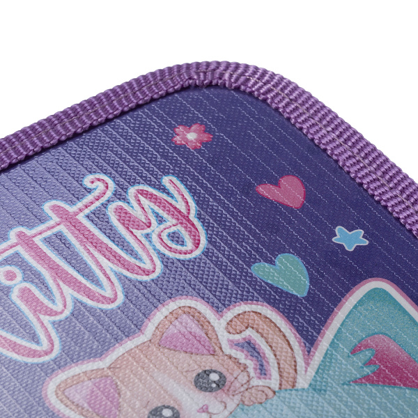 Пенал 1секц. д/дев. 190*115 Hatber "Девочка-кошка" на молнии, глянц. ламин. с табл.умножения  в индив.упак.