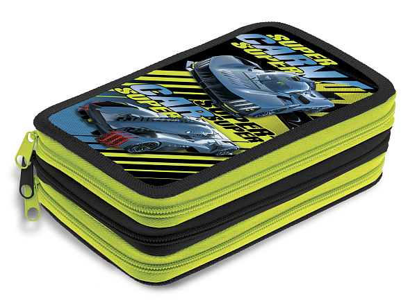 Пенал 3секц. д/мал. 190*110 Hatber "Суперкар"на молнии, глянц.ламин. с табл.умножения  в индив.упак.