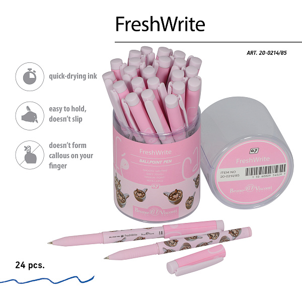 Ручка шариковая 0,7 мм "FreshWrite. Кофемания. Капучино" СИНЯЯ