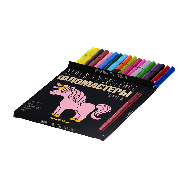 Фломастеры 18 цв. "BLACK EXCELLENCE" 4 ВИДА