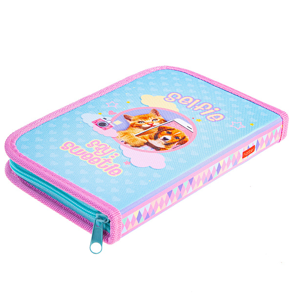 Пенал 1секц.+ств. д/дев. 210*130 Hatber "Селфи" ткань