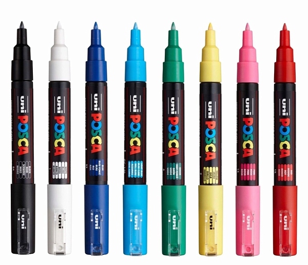 Маркер акрил. POSCA PC-1M зеленое яблоко, 0.7 мм,пулевидный наконечник