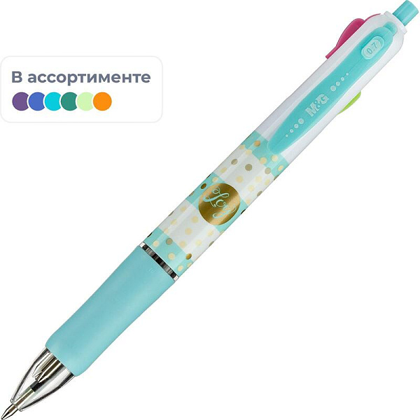 Ручка 4 цв. шариковая автомат. 0,7 мм M&G манж, асс ABP803R5040796C
