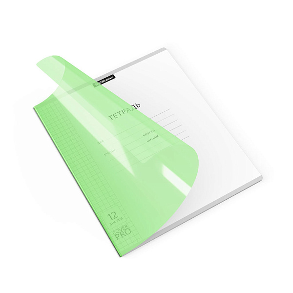 Тетрадь с пластиковой обложкой на скобе ErichKrause® Классика CoverPrо Neon, зеленый, А5+, 12 л. кл