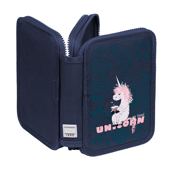 Пенал 2секц. 200*130 "UNICORN" синий