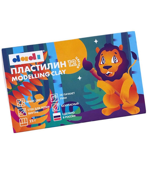 Пластилин 12 цв. 180 гр DADI со стеком
