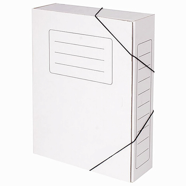 Папка архивная на резинках INDEX, микрогофрокартон, 75 мм, белая, до 700 листов