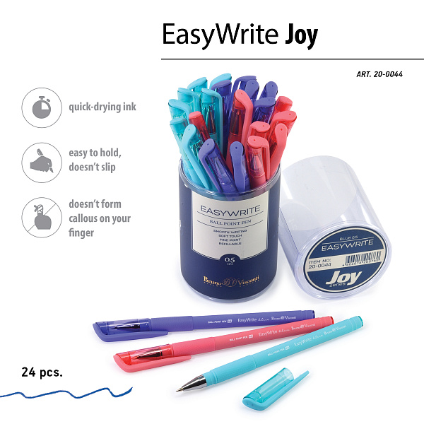Ручка шариковая 0,5 мм "EasyWrite.JOY" СИНЯЯ (5 цветов корпуса)