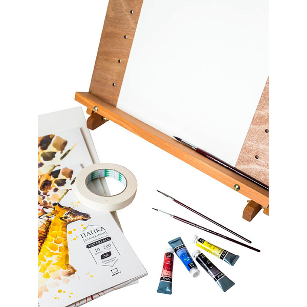 Набор для рисования акварелью Малевичъ (мольберт, кисти, бумага, краски)