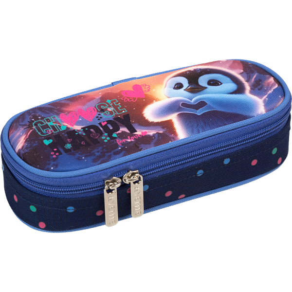 Пенал "deVENTE. Happy Pinguin" 21x8x5 см, овальный для 50 предметов, с внутренним органайзером-створ