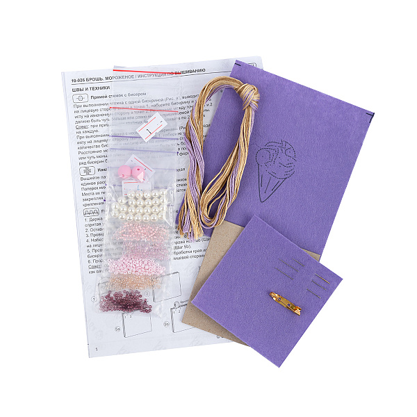 Набор для вышивания "Klart"  "Брошь. Мороженое" 3.5  х 5  см