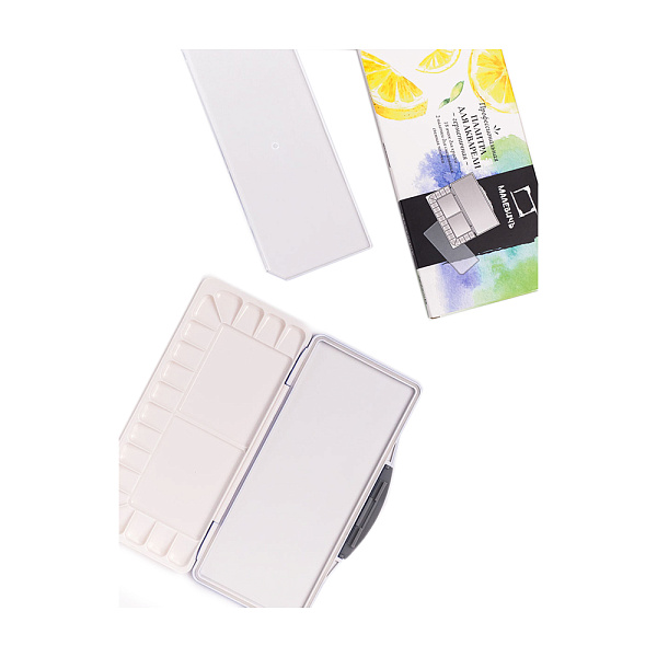 Палитра, коробка под акварель Малевичъ, 18 цв. 12,5х27,5 см герметичная 