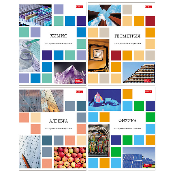 КОМПЛЕКТ тетрадь предметная 48 л. 12 шт. "Цветная мозаика" 65г/кв.м интерактивн.справочн.инф. Обл. мел.картон