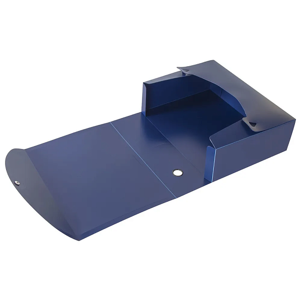 Короб архивный 100 мм, пластик,на кнопке, до 900 листов, синий, 0,9 мм