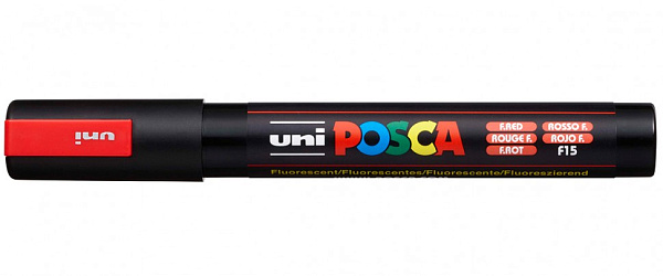 Маркер акрил. POSCA PC-5M флуоресцентно-красный, 1.8- 2.5 мм,пулевидныйнаконечник(номер цвета F15)