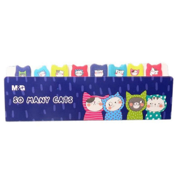 Закладки бумажные M&G So Many Cats, 8бл по20 л, принт, 15x53 мм