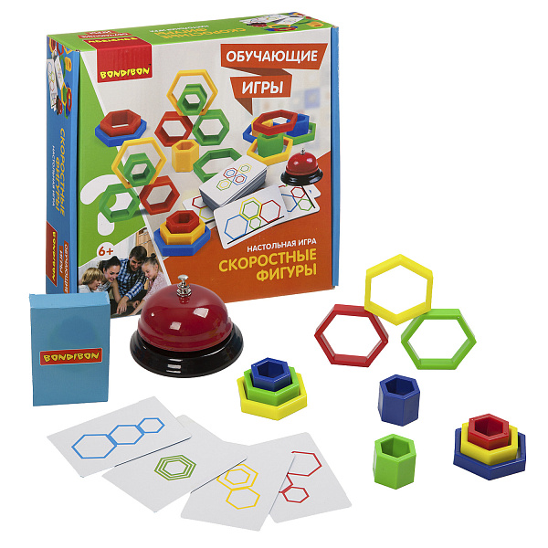 Обучающие игры Bondibon Настольная игра «СКОРОСТНЫЕ ФИГУРЫ», BOX 25,5x6,5x25,5 см
