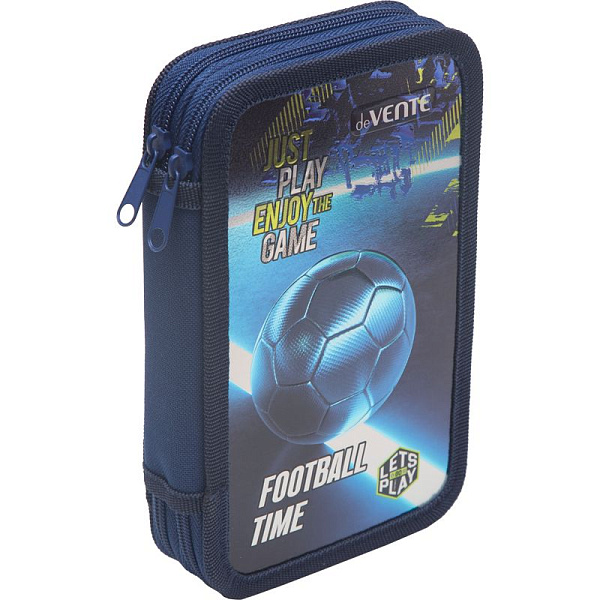 Пенал 2секц. 205*120 "deVENTE. Football Time" прямоугольный для 31 пр. на молнии, картон из фольги