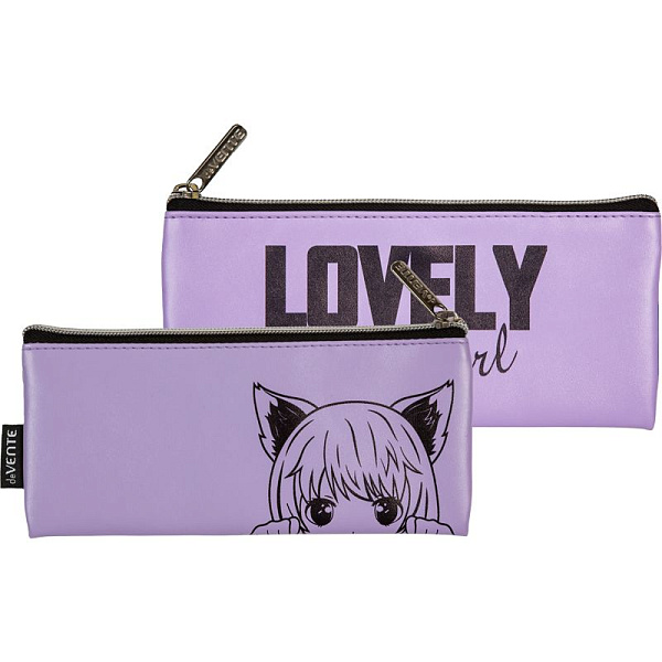 Пенал "deVENTE. Lovely Girl" 21,5x9x1 см, плоский для 35 пр. на молнии, перчаточная искусственная ко