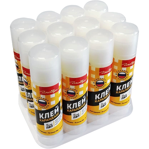 Клей-карандаш  35 г "Globus. Школьный" PVA основа, в картонном дисплее/1023