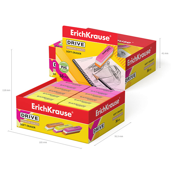 Ластик ErichKrause DRIVE 57х15х13 мм