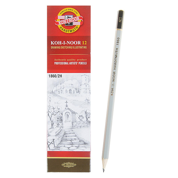 Карандаш чернографитный Koh-I-Noor "1860", 2H, заточенный