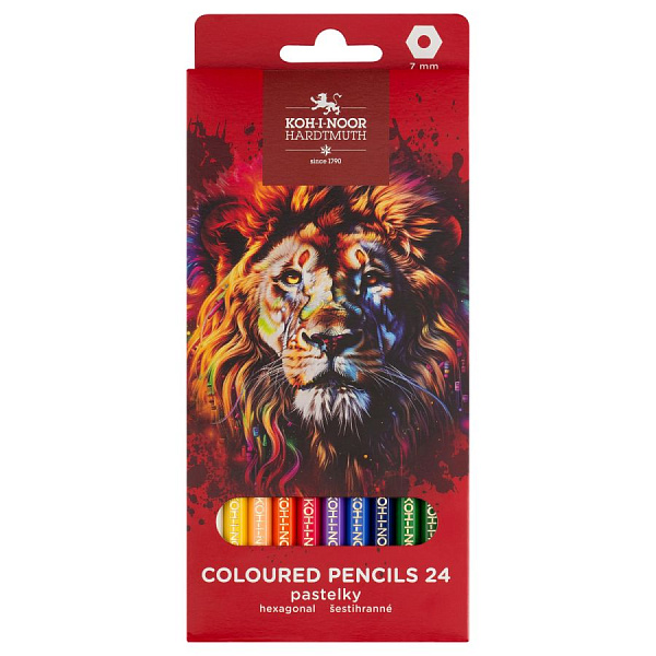 Карандаши 24 цвета Koh-I-Noor "RED LION", картонная коробка с европодвесом