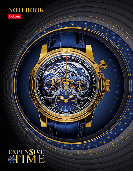 Бизнес-блокнот А5 80 л. кл. "TIME" 5 цв. блок, тв.переплет мат.ламин. 3D фольга 3D лак