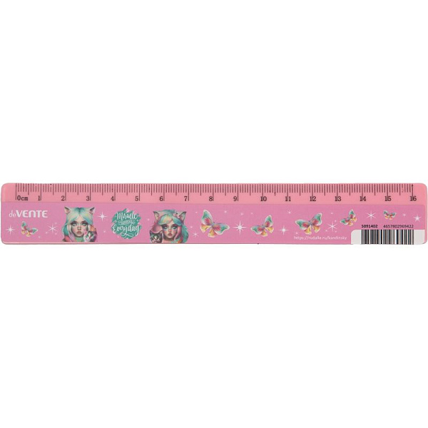 Линейка 16 см "deVENTE. Miraclel" с дизайном, с индивид.маркир., с цветным стикер
