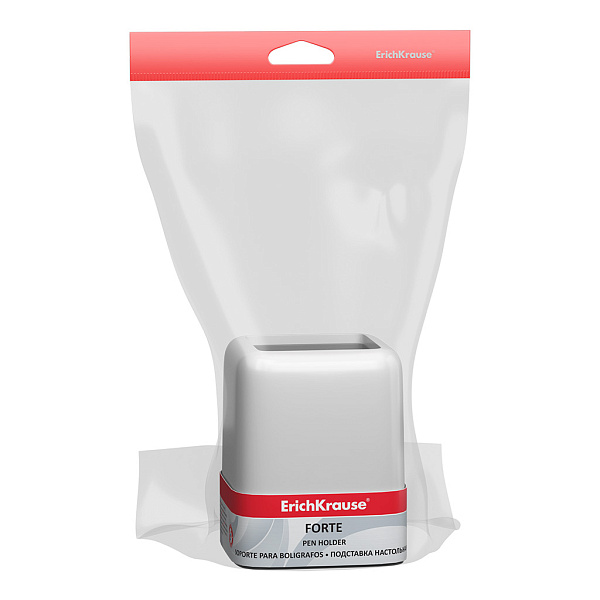 Подставка пластиковая для пишущих принадлежностей ErichKrause® Forte, белый с серой вставкой
