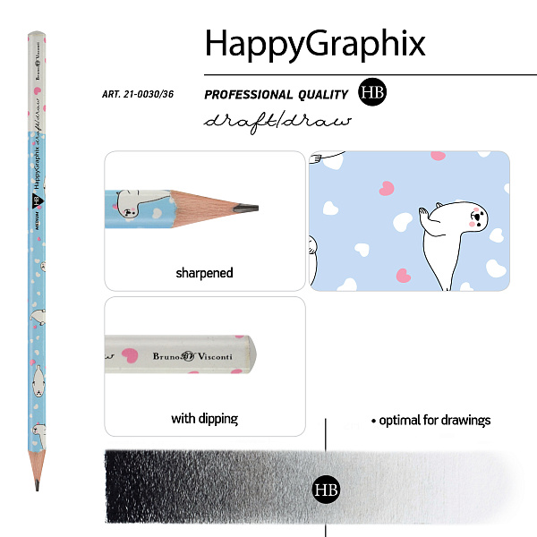 Карандаш ч/г HB "Happy Graphix" БЕЛЬКИ 
