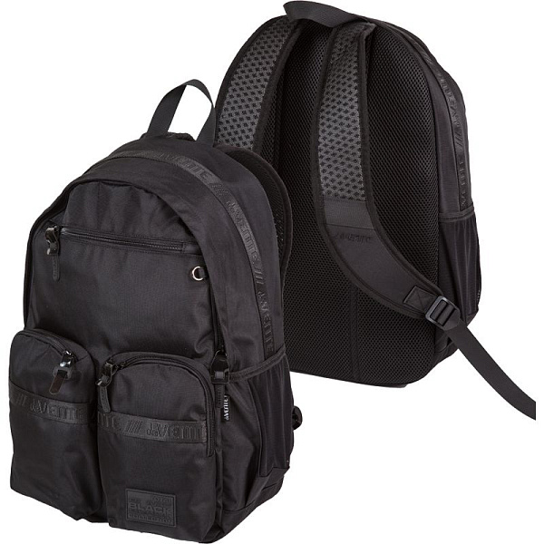 Рюкзак подростковый "deVENTE. TOTAL BLACK" 44x31x20 см 650 г, текстильный, 1 отд. на молнии, вентилируемая спинка и уплотненные лямки