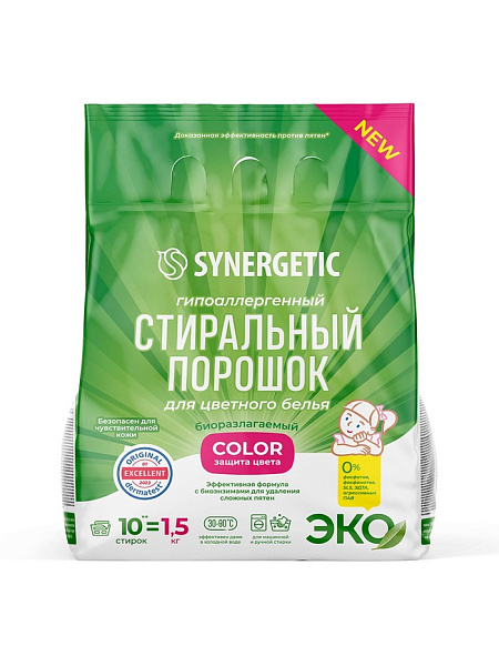 Стиральный порошок Synergetic Color, гипоаллергенный, 1.5 кг											