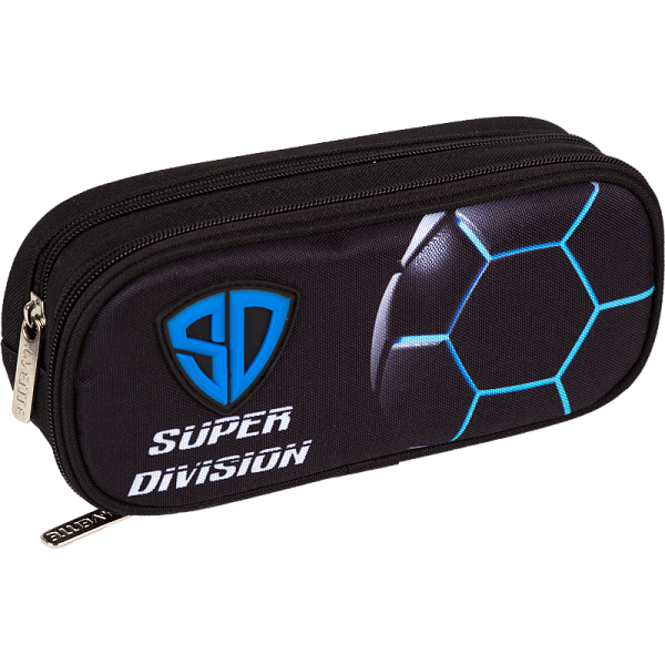 Пенал "deVENTE. Super Division" 22x9,5x7 см, овальный для 60 предметов, 2 отд. на молнии, одно с внутренним органайзером, плотный износостойкий полиэстер с водоотталкивающей пропиткой