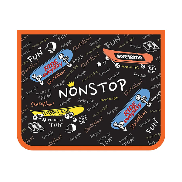 Папка для тетрадей А5 молния сверху "NONSTOP" печать на картоне с дизайном