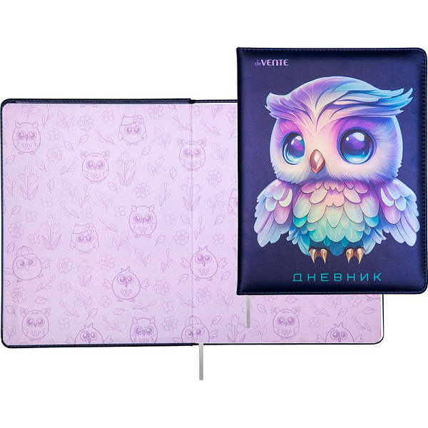 Дневник 1-11 кл. 48 л. "deVENTE. Owl" тв. обложка из искусственной кожи с поролоном, цветная печать, отстрочка, цветной форзац, 1 ляссе