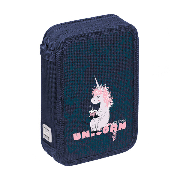 Пенал 2секц. 200*130 "UNICORN" синий
