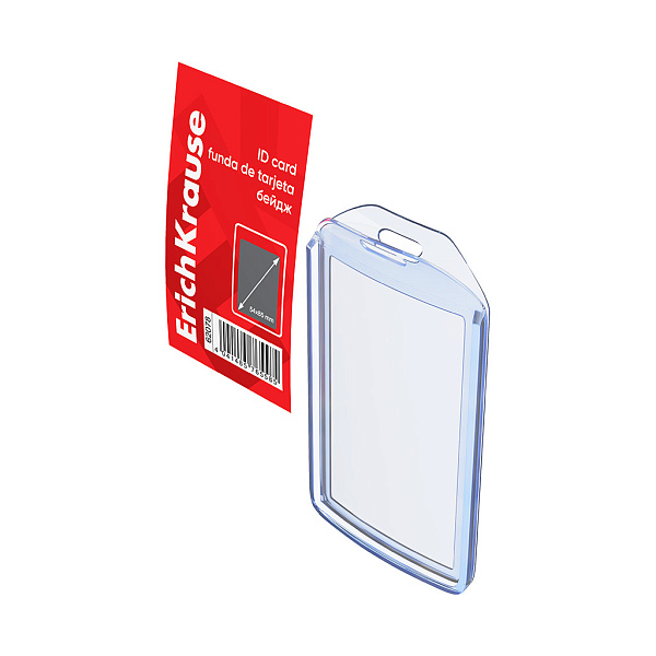 Бейдж вертикальный в комплекте с лентой ErichKrause вставка 54х85 мм, прозрачный, цвет ленты ассорти, в пакете