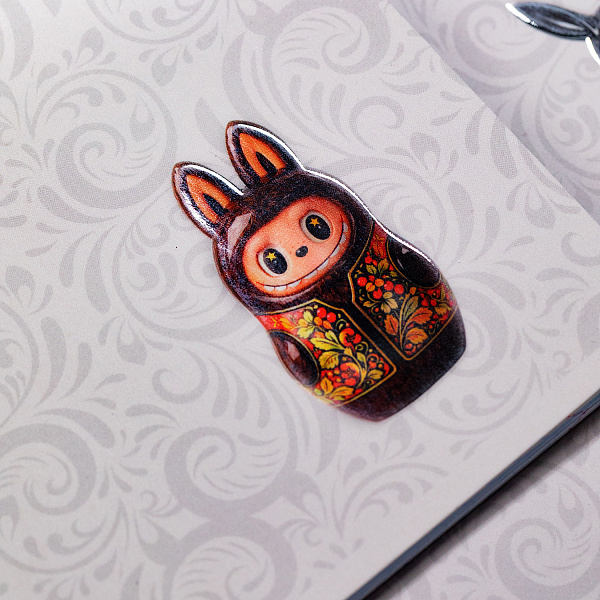 Тетрадь 48 листов в клетку "Матрешки_A LA RUSSE"  А5ф 60-65г/кв.м на скобе ламинац.Soft-touch 3D лак 5 диз.в блоке скругл.углы 