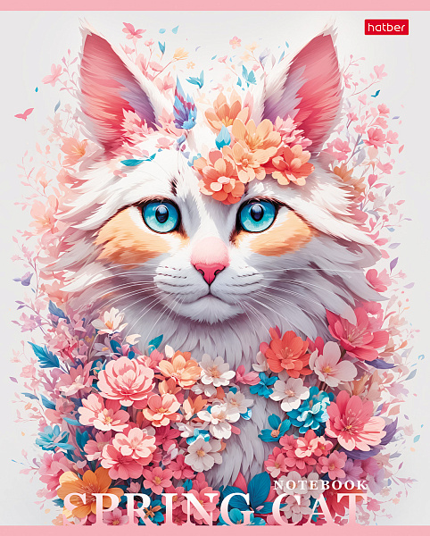 Тетрадь 48 л. кл. "Spring cat" 65г/кв.м 5 диз.в блоке скругл.углы