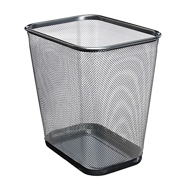 Корзина для бумаг INDEX, сетка, металл, прямоугольная, 14 литров, 200*270*H305, серебряная