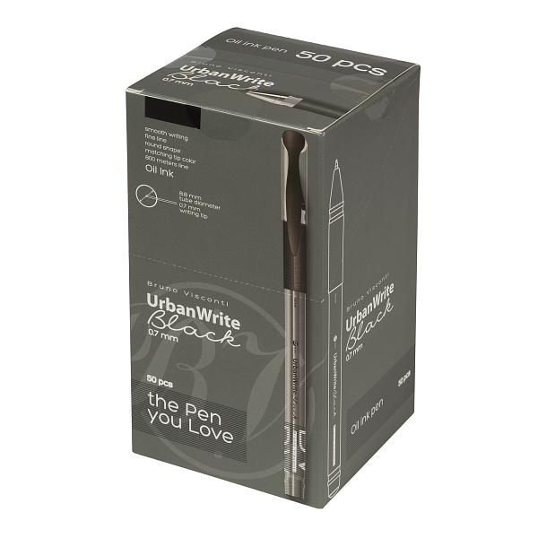 Ручка шариковая 0,7 мм "UrbanWrite" С ЧЕРНИЛАМИ НА МАСЛЯНОЙ ОСНОВЕ ЧЕРНАЯ