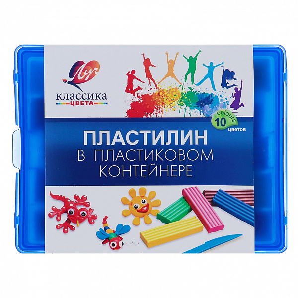 Пластилин 10 цв. Луч "Классика" в пластмассовом контейнере