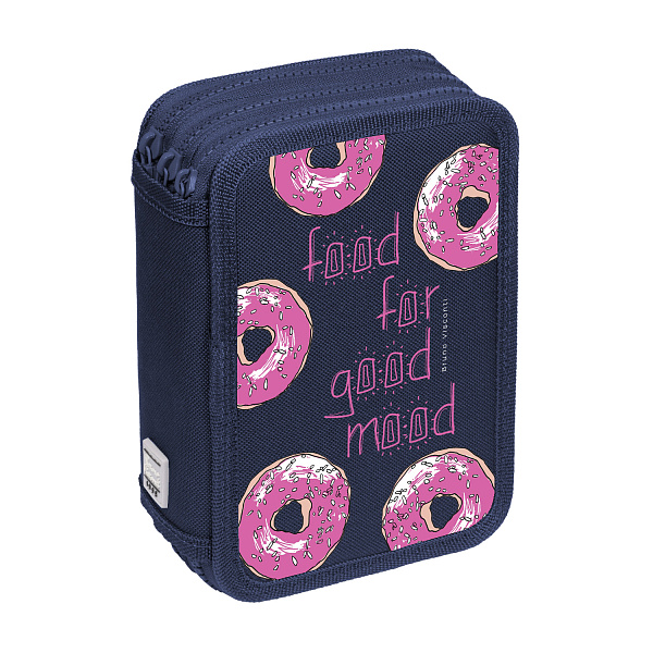 Пенал 3секц. д/дев. 200*130 "СЛАДКОЕ НАСТРОЕНИЕ.ДОНАТ" синий