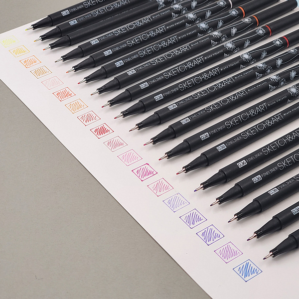 Набор скетч линеров 0.36мм 36 цв. SKETCH&ART. BLACK EDITION