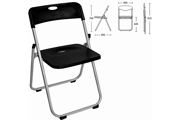 Стул складной BRABIX "Golf Lite CF-017", серебристый каркас, пластик чёрный