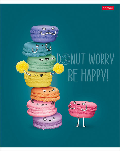Тетрадь 48 л. кл. "Donut Worry" 65г/кв.м выб лак 5 диз.в блоке скругл.углы 