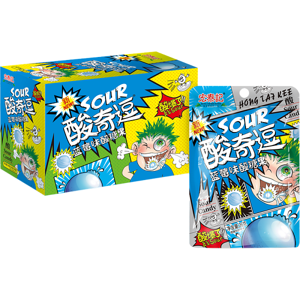Леденцы кислые Sour Candy Mini 26 г, в пластиковом пакете с подвесом, голубика