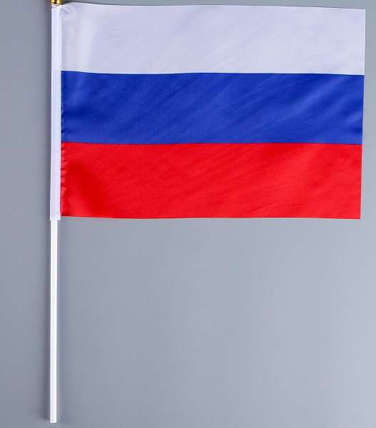Флаг 20*30 см "России" шток 40 см, полиэфирный шёлк