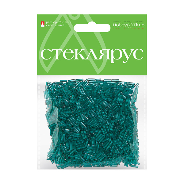 Стеклярус прозрачный, 6 мм, 60 гр, ИЗУМРУДНЫЙ, №15